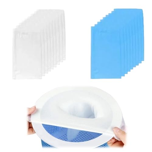 KIQAWEE 30 Stück Skimmer socken, Filter Socks, Pool Socks, Skimmer Nets for Fine Filtering, Wiederverwendbare filtersocken Skimmer für Skimmer Pool und andere Modelle（weiß and blau） von KIQAWEE