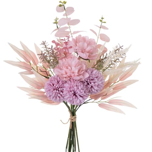 KIRIFLY Kunstblumen Künstliche Pflanzen Blumen Deko Seidenblumen Hortensien Blumenarrangements Kernstück Hochzeit Blumenstrauß(Rosa Lila) von KIRIFLY