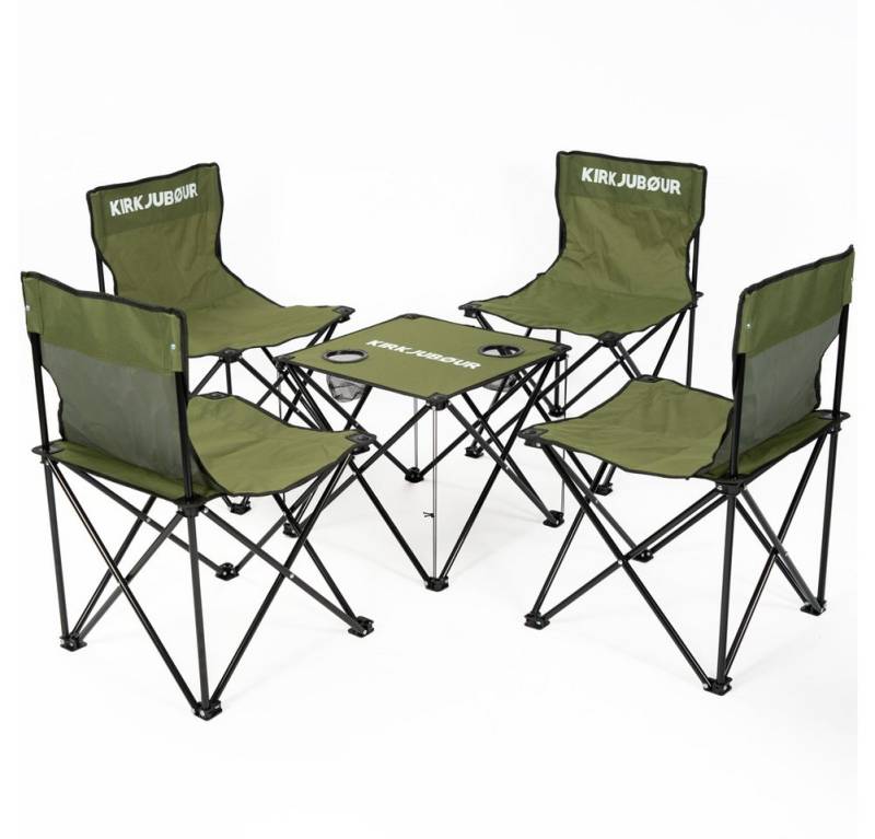 KIRKJUBOUR Essgruppe "Stjärna" Campingstühle mit Tisch 5er-Set von KIRKJUBOUR