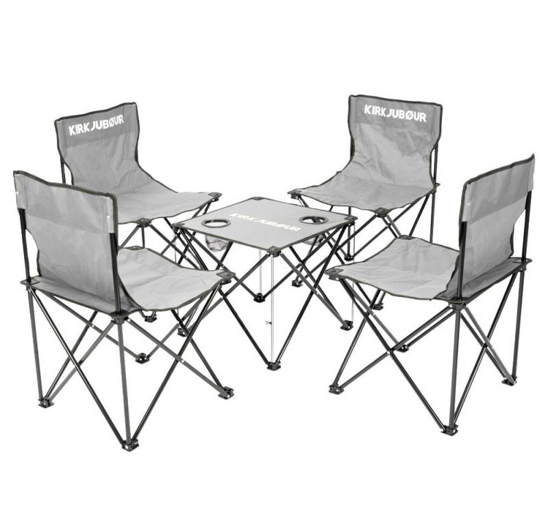 KIRKJUBOUR Essgruppe "Stjärna" Campingstühle mit Tisch 5er-Set von KIRKJUBOUR