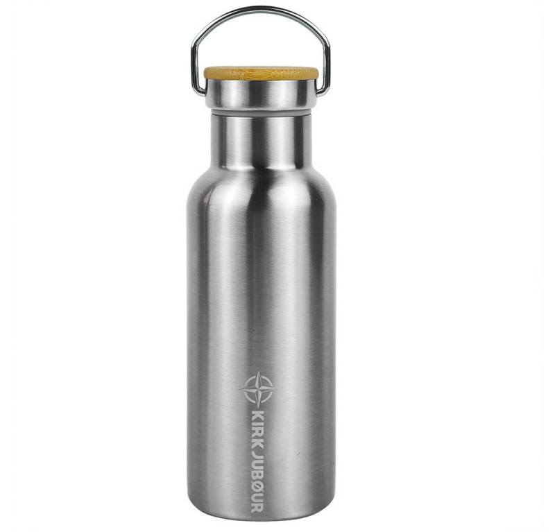 KIRKJUBOUR Trinkflasche "Eisur" Edelstahl Trinkflasche, mit Teesieb und Vollmanteldichtung von KIRKJUBOUR