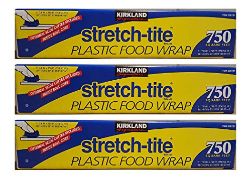 KIRKLAND SIGNATURE Stretch Tite Lebensmittelfolie aus Kunststoff, 3 Packungen (750 m²) von kirkland signature