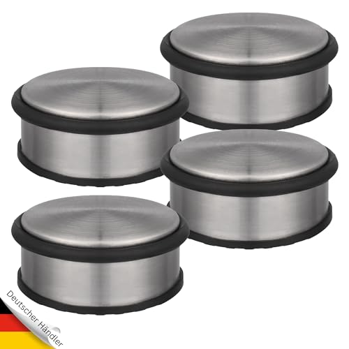 DESIGN Türstopper 4er Set - Tür Stopper Schwer - 1,2 kg - Türstopper Edelstahl in modernem Design mit Gummiring zum Schutz der Türen - Türstopper Tür - Door Stop - Türstopper Set Edelstahl von KIRNER