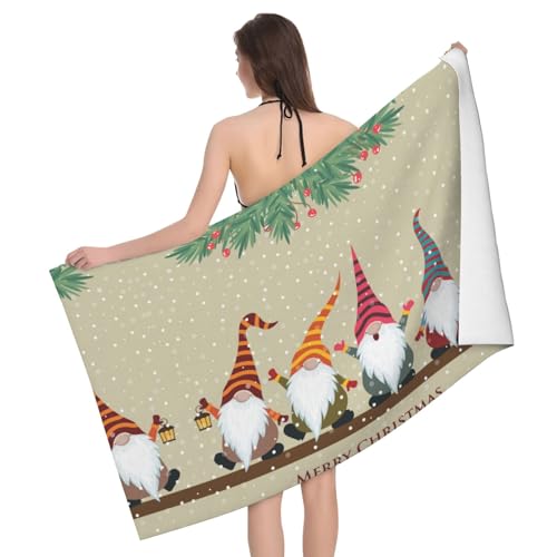 KIROJA Weihnachtszwerge, schnell trocknendes Handtuch, super saugfähiges Badetuch, Camping, Strandtuch, weiche Decke von KIROJA
