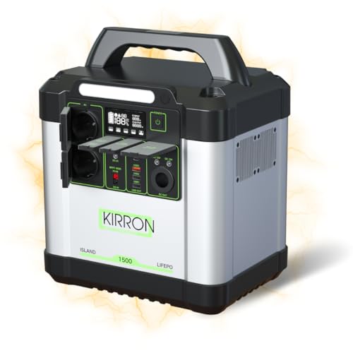 KIRRON – Island 1500 Tragbare Powerstation I 1456Wh Kapazität I max. Leistung 4000W 230V I 17Kg Leichtgewicht I LiFePO4 Batterie I Notstromaggregat, Stromspeicher für Balkonkraftwerk oder Camping KIRRON – Island 1500 Tragbare Powerstation I 1456Wh Kapazität I max. Leistung 4000W 230V I 17Kg Leichtgewicht I LiFePO4 Batterie I Notstromaggregat, Stromspeicher für Balkonkraftwerk oder Camping von KIRRON