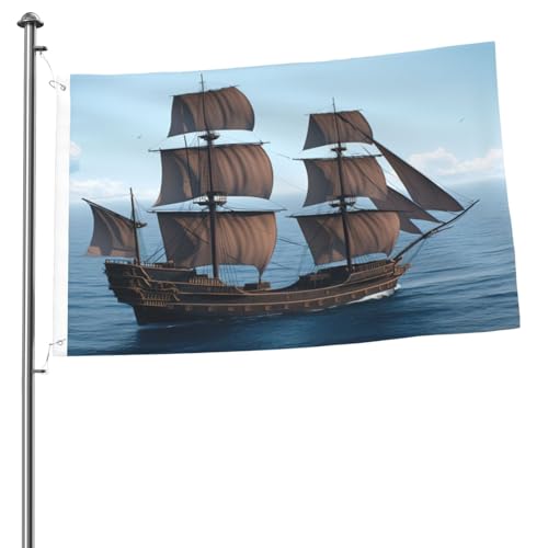 Doppelseitige Flagge mit Segelbooten im Ozean, 2 x 3, strapazierfähig, dekorativ, ideal für Garten, Schlafzimmer und Partydekoration Doppelseitige Flagge mit Segelbooten im Ozean, 2 x 3, strapazierfähig, dekorativ, ideal für Garten, Schlafzimmer und Partydekoration von KIRROWE