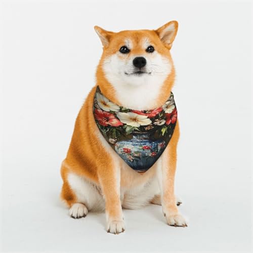 Hundehalstuch mit Blumen in einer Vase, für kleine, mittelgroße und große Hunde, Dreieckstuch für Mädchen oder Jungen von KIRROWE