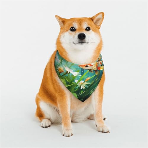 Hundehalstuch mit Blumen und Fischen, für kleine, mittelgroße und große Hunde, Dreieckstuch für Mädchen oder Jungen Hundehalstuch mit Blumen und Fischen, für kleine, mittelgroße und große Hunde, Dreieckstuch für Mädchen oder Jungen von KIRROWE