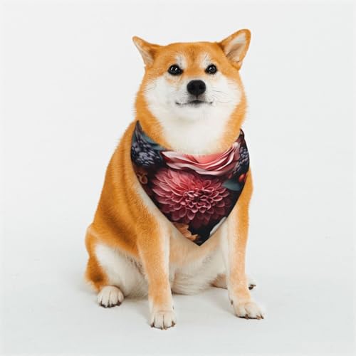 Hundehalstuch mit Blumen und Früchten für kleine, mittelgroße und große Hunde, Dreieckstuch für Mädchen oder Jungen Hundehalstuch mit Blumen und Früchten für kleine, mittelgroße und große Hunde, Dreieckstuch für Mädchen oder Jungen von KIRROWE