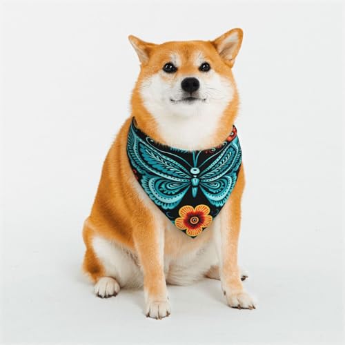 Hundehalstuch mit Schmetterlingen in Blumen, für kleine, mittelgroße und große Hunde, Dreieckstuch für Mädchen oder Jungen Hundehalstuch mit Schmetterlingen in Blumen, für kleine, mittelgroße und große Hunde, Dreieckstuch für Mädchen oder Jungen von KIRROWE