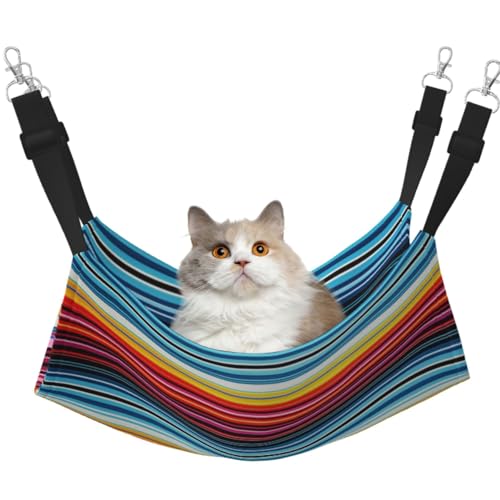 KIRROWE Colorful Lines Reversible Cat Hanging Hammock-Double-Sided Pet Cage Hammock Hanging Bed Resting Sleepy Pad for Small Animals Pets KIRROWE Colorful Lines Reversible Cat Hanging Hammock-Double-Sided Pet Cage Hammock Hanging Bed Resting Sleepy Pad for Small Animals Pets von KIRROWE