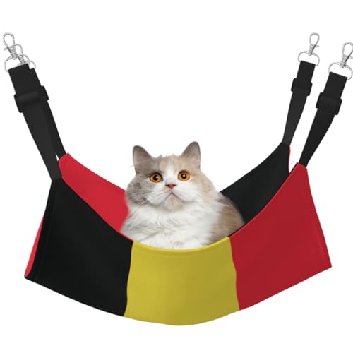 KIRROWE Flag of Belgien Reversible Cat Hanging Hammock-Double-Sided Pet Cage Hammock Hanging Bed Resting Sleepy Pad for Small Animals Pets von KIRROWE