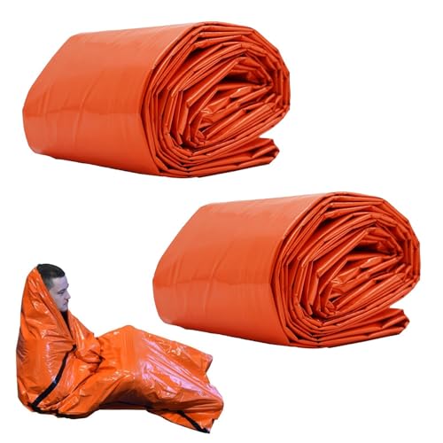 KIRVOS Notfall-Schlafsack & Rettungsdecke – Ihr unverzichtbarer Begleiter für den Notfall!2er-Set Kälteschutz-Camping-Sack für Camping und Outdoor-Abenteuer von KIRVOS