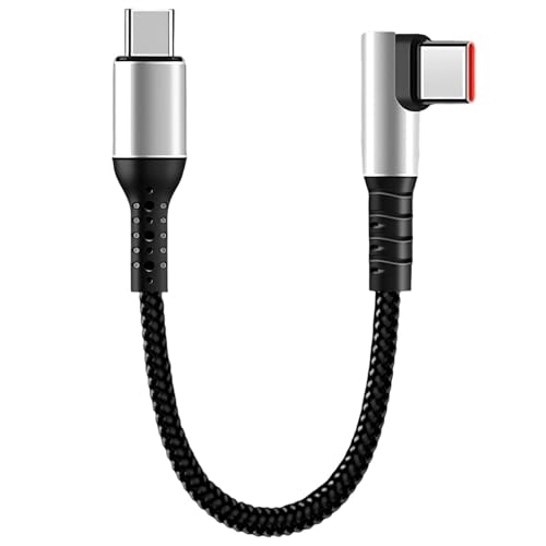 Kurzes USB-C-Ladekabel, 240W USB-C-auf-USB-C-Kabel mit E-Marker-Chip, 90°-abgewinkelter Stecker – Kompatibel mit iPhone, Galaxy S23/S22, iPad, Huawei-Geräten, Pixel-1 Paket von KIRVOS