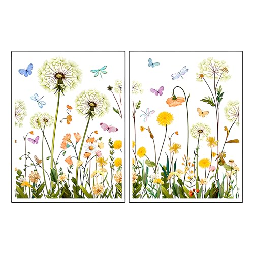 Löwenzahn Fensteraufkleber,Pflanzen Schmetterling Fensterbilder,Fenstersticker Garten,Selbstklebende Wandaufkleber für Kinderzimmer,Türen Fensterdekoration,30 * 40cm*2 Löwenzahn Fensteraufkleber,Pflanzen Schmetterling Fensterbilder,Fenstersticker Garten,Selbstklebende Wandaufkleber für Kinderzimmer,Türen Fensterdekoration,30 * 40cm*2 von KIRVOS