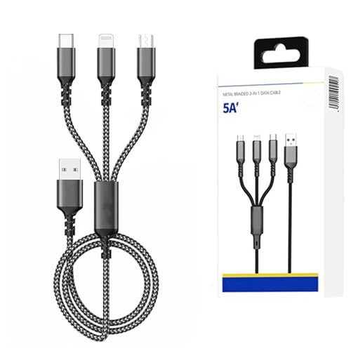 Multi USB Kabel,3 in 1 usb ladekabel Nylon,Universal Ladekabel,Kabel Haltbares Nylon geflochtenes,Kompatibel mit USB-C, Lightning, Micro,Universal Ladekabel für Handy, Tablet von KIRVOS