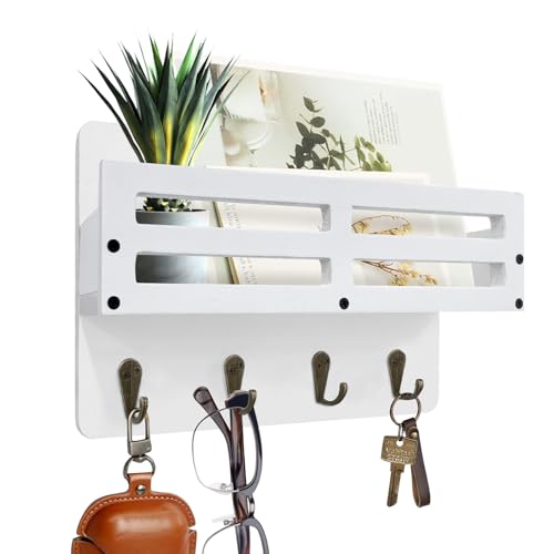 KISENG Schlüsselhalter, Wandhalterung, Bauernhaus-Schlüsselhaken für die Wand mit Post-Organizer, dekoratives Schlüsselbrett mit 4 stabilen Haken für Hundeleine, Sonnenbrille, rustikal KISENG Schlüsselhalter, Wandhalterung, Bauernhaus-Schlüsselhaken für die Wand mit Post-Organizer, dekoratives Schlüsselbrett mit 4 stabilen Haken für Hundeleine, Sonnenbrille, rustikal von KISENG