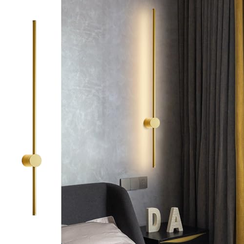 KISFWIU Moderne Wandleuchten, nordische LED-Wandleuchte für Wohnzimmer, Innenwandbeleuchtung, Gold für Schlafzimmer- und Arbeitszimmerwände (Warm light 100cm) von KISFWIU