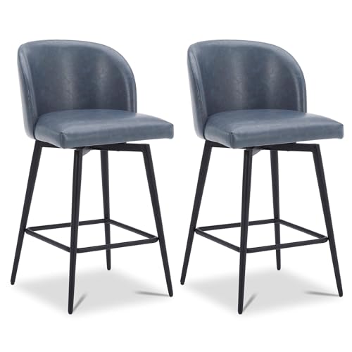 Kislot Counter Height Bar Stools Set of 3, 360° Swivel Upholstered Barstools with Backs and Metal Legs, 26" H Seat Height Kislot Counter Height Bar Stools Set of 3, 360° Swivel Upholstered Barstools with Backs and Metal Legs, 26" H Seat Height von KISLOT