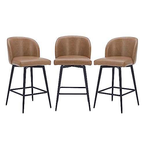 Kislot Counter Height Bar Stools Set of 3, 360° Swivel Upholstered Barstools with Backs and Metal Legs, 26" H Seat Height Kislot Counter Height Bar Stools Set of 3, 360° Swivel Upholstered Barstools with Backs and Metal Legs, 26" H Seat Height von KISLOT