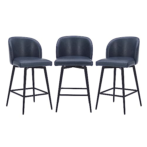 Kislot Counter Height Bar Stools Set of 3, 360° Swivel Upholstered Barstools with Backs and Metal Legs, 26" H Seat Height Kislot Counter Height Bar Stools Set of 3, 360° Swivel Upholstered Barstools with Backs and Metal Legs, 26" H Seat Height von KISLOT