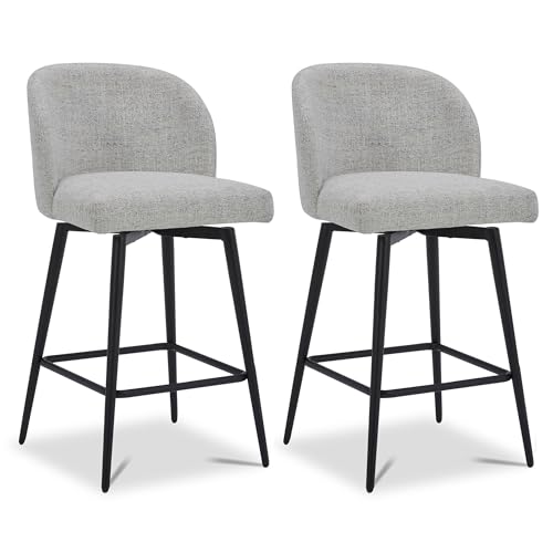 Kislot Counter Height Bar Stools Set of 3, 360° Swivel Upholstered Barstools with Backs and Metal Legs, 26" H Seat Height Kislot Counter Height Bar Stools Set of 3, 360° Swivel Upholstered Barstools with Backs and Metal Legs, 26" H Seat Height von KISLOT