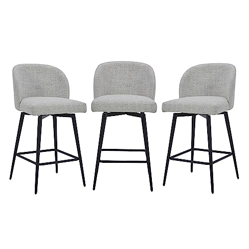 Kislot Counter Height Bar Stools Set of 3, 360° Swivel Upholstered Barstools with Backs and Metal Legs, 26" H Seat Height Kislot Counter Height Bar Stools Set of 3, 360° Swivel Upholstered Barstools with Backs and Metal Legs, 26" H Seat Height von KISLOT