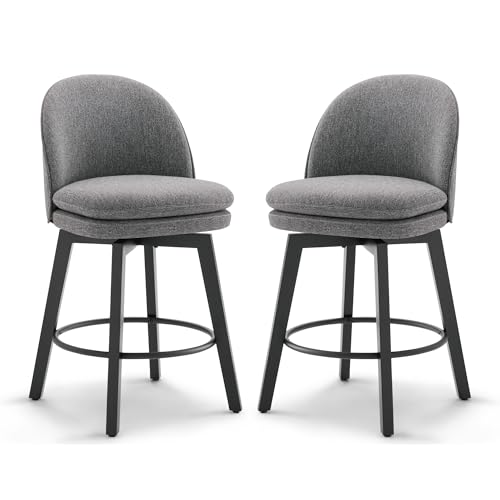 Kislot Counter Height Barstools 26 inch Upholstered Swivel Bar Stools with Back for Kitchen Island,Set of 2 von KISLOT