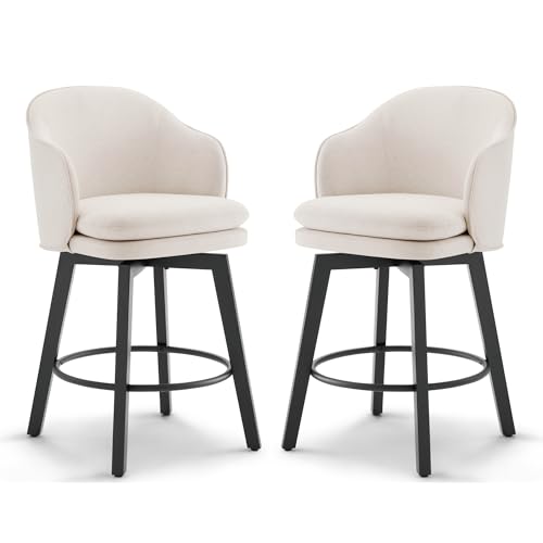Kislot Counter Height Barstools 26 inch Upholstered Swivel Bar Stools with Back for Kitchen Island,Set of 2 von KISLOT