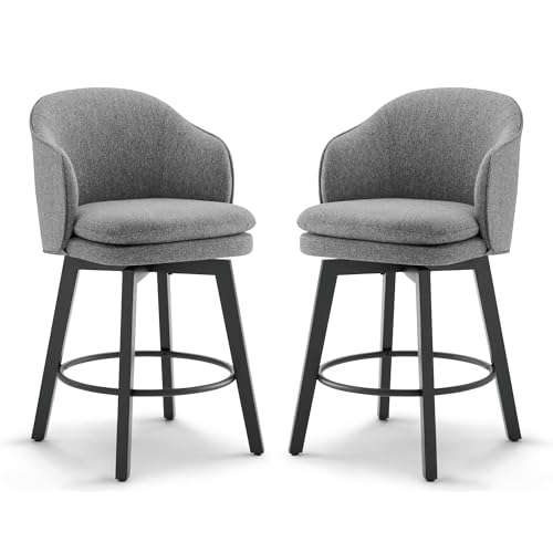 Kislot Counter Height Barstools 26 inch Upholstered Swivel Bar Stools with Back for Kitchen Island,Set of 2 Kislot Counter Height Barstools 26 inch Upholstered Swivel Bar Stools with Back for Kitchen Island,Set of 2 von KISLOT