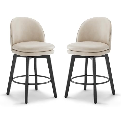 Kislot Counter Height Barstools 26 inch Upholstered Swivel Bar Stools with Back for Kitchen Island,Set of 2 von KISLOT