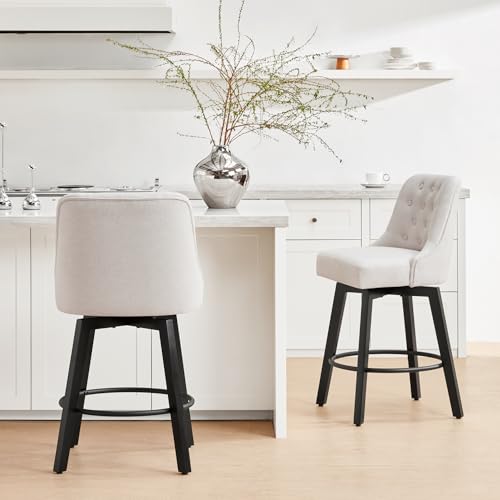 Kislot Counter Height Swivel Barstools with Back,26" H Seat Height Upholstered Bar Stools for Kitchen Island,Set of 2 Kislot Counter Height Swivel Barstools with Back,26" H Seat Height Upholstered Bar Stools for Kitchen Island,Set of 2 von KISLOT