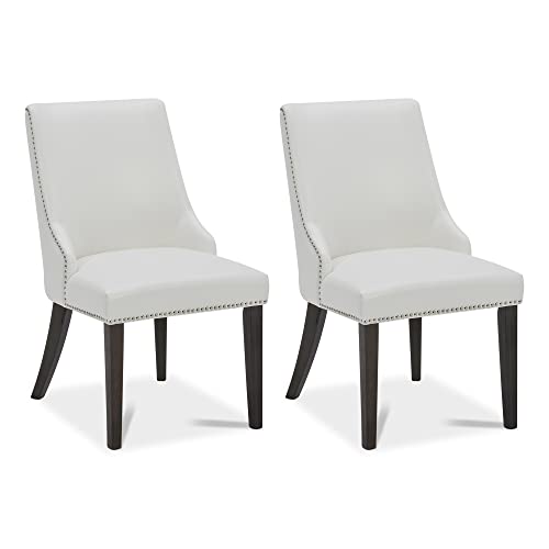 Kislot Farmhouse Dining Chairs with Nailhead Trim, Fabric High Back upholstered Chairs, Dining Room Chairs Set of 2 von KISLOT