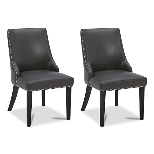 Kislot Farmhouse Dining Chairs with Nailhead Trim, Fabric High Back upholstered Chairs, Dining Room Chairs Set of 2 von KISLOT