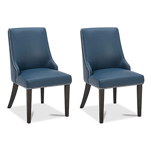Kislot Farmhouse Dining Chairs with Nailhead Trim, Fabric High Back upholstered Chairs, Dining Room Chairs Set of 2 von KISLOT