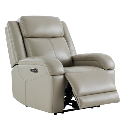 Kislot Genuine Leather Power Recliner Chair for Adults, Wall Hugger RV Recliner with Power Headrest & Charging Ports, Electric Recliner Sofa Chair for Living Room von KISLOT