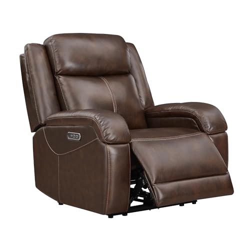 Kislot Genuine Leather Power Recliner Chair for Adults, Wall Hugger RV Recliner with Power Headrest & Charging Ports, Electric Recliner Sofa Chair for Living Room von KISLOT