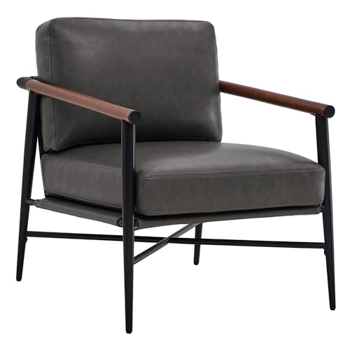 Kislot Mid Century Modern Accent Chair, Upholstered Lounge Armchair with Metal Frame & Wood Armrest, Single Reading Chairs Side Chairs for Living Room Bedroom von KISLOT