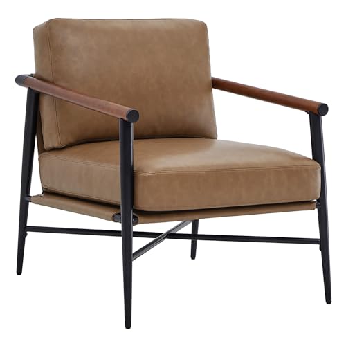 Kislot Mid Century Modern Accent Chair, Upholstered Lounge Armchair with Metal Frame & Wood Armrest, Single Reading Chairs Side Chairs for Living Room Bedroom von KISLOT