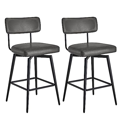 Kislot Swivel Counter Height Bar Stool Chairs Set of 2, 27.4" Faux Leather Upholstered Counter Stools with Back and Metal Frame von KISLOT