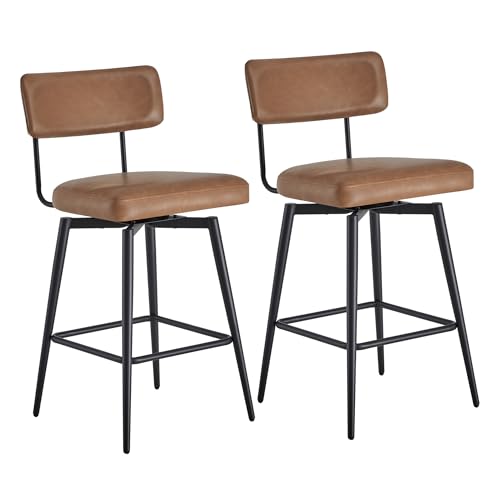 Kislot Swivel Counter Height Bar Stool Chairs Set of 2, 27.4" Faux Leather Upholstered Counter Stools with Back and Metal Frame Kislot Swivel Counter Height Bar Stool Chairs Set of 2, 27.4" Faux Leather Upholstered Counter Stools with Back and Metal Frame von KISLOT
