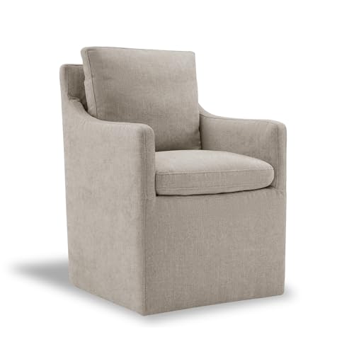 Kislot Upholstered Dining Chairs Casters Modern Accent Armchair with Rollers for Diningroom Bedroom Livingroom Reading Room, Ivory, Single von KISLOT