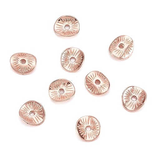 KISSITTY 100 Stück gewellte Abstandshalter Perlen Roségold tibetischer Stil Scheibenperlen 9 mm flache, runde Twist-Abstandshalter für Schmuckherstellung von KISSITTY
