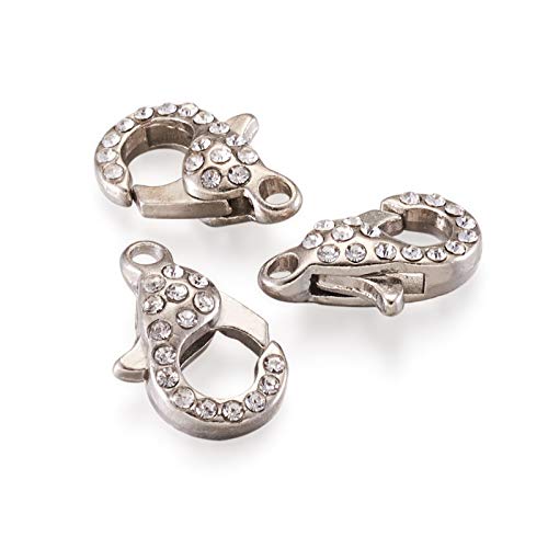 KISSITTY Karabinerverschlüsse mit Strasssteinen, 21 x 12,5 mm, Metalllegierung, für Halsketten, Armbänder, 10 Stück KISSITTY Karabinerverschlüsse mit Strasssteinen, 21 x 12,5 mm, Metalllegierung, für Halsketten, Armbänder, 10 Stück von KISSITTY