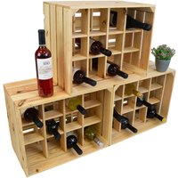 3er Set Flaschenregal Henry 12er Natur Flaschenkiste Holzkiste Weinkiste Weinschrank Wasserkiste Weinablage - Natur von KISTENKOLLI ALTES LAND