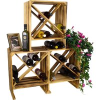 3er Set Weinregal x geflammt Weinschrank Flaschenregal Weinablage Holzkiste Weinkistenregal Holzregal - Geflammt von KISTENKOLLI ALTES LAND