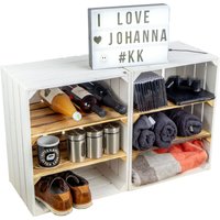 2er set Obskistenregal 'Johanna' weiß mit zwei Mittelbrettern geflammt quer von KISTENKOLLI ALTES LAND