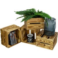 Kistenkolli Altes Land - 4er set Kleine Holzkiste 'Lotta' geflammt von KISTENKOLLI ALTES LAND