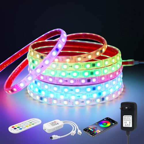 24V WS2811 5050 RGB LED Strip, Flexible IP68 Waterproof Full Colour LED Strip, Dimmable 60 LEDs/m Double-Sided Tape With Bluetooth Music 24 Key IR Controller for Home Decoration. 24V WS2811 5050 RGB LED Strip, Flexible IP68 Waterproof Full Colour LED Strip, Dimmable 60 LEDs/m Double-Sided Tape With Bluetooth Music 24 Key IR Controller for Home Decoration. von KISUFU