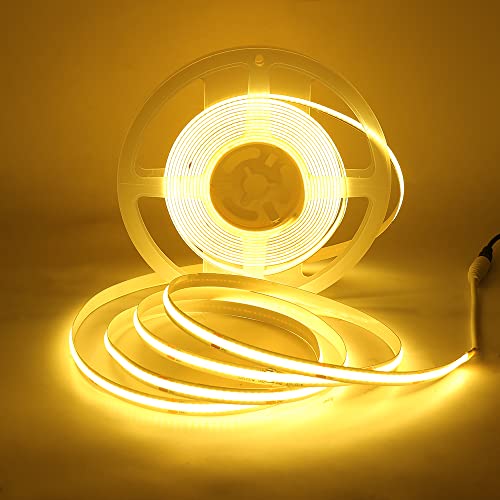 COB LED Streifen Cool White 6000 K, 0.5m 360 LEDs/M DC 12 V Flexible LED Strip Lights,COB LED Band CRI 85+ Bright Under-Unit Light for Netzteil für Hausschrank,Home DIY Mirror Decoration von KISUFU